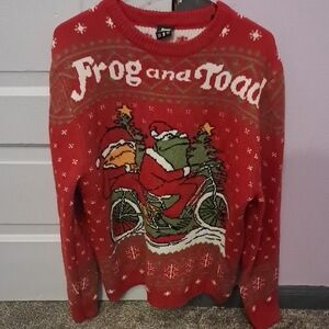 Frog and Toad Red Christmas Sweater Size Small